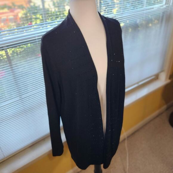 J.Jill Large Petite $89 Embellished Black Viscose Wool Blend Open Cardigan - Picture 3 of 9